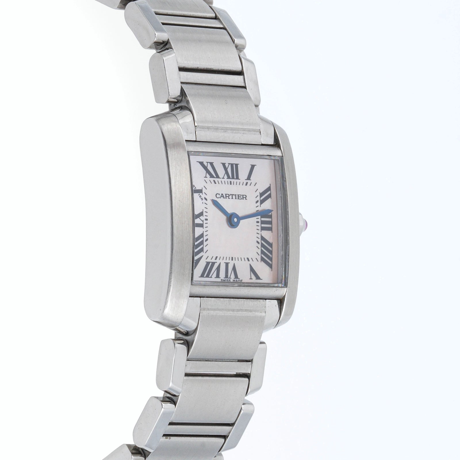 Cartier Tank Francaise Pink Mother Of Peral With Roman Dial on Bracelet W51027Q3 Papers Open Date