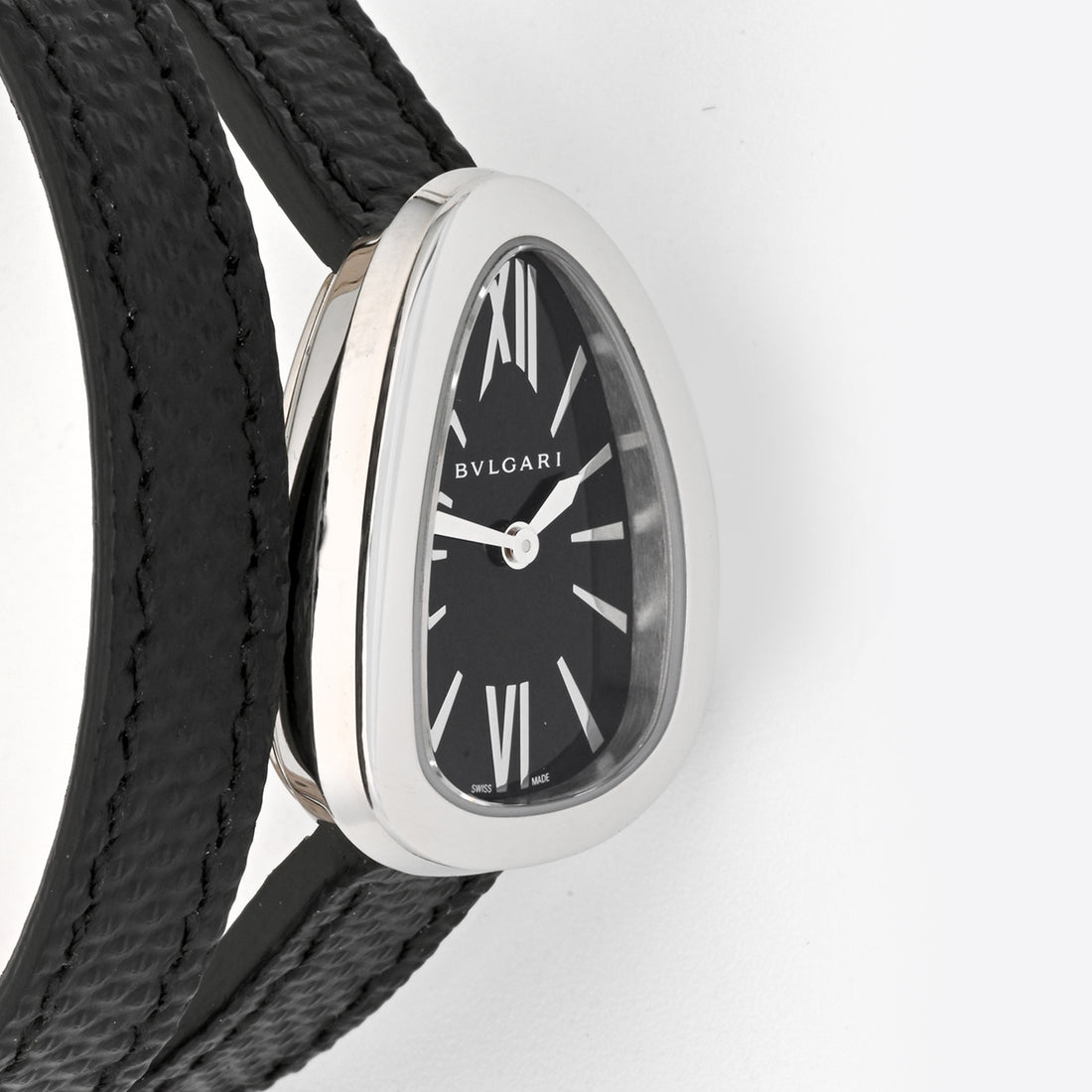 Bvlgari Serpenti Stainless Steel Black Dial on Leather Band 102782