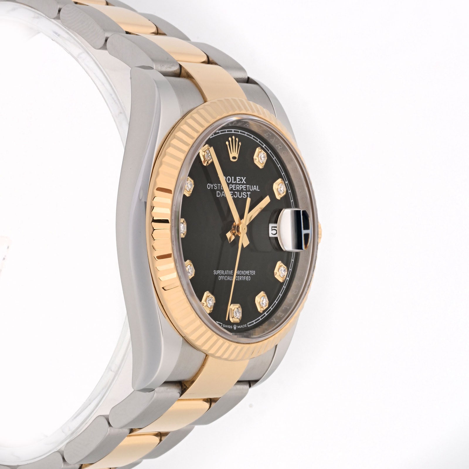 Rolex Datejust 36 Stainless Steel And Yellow Gold Black Diamond Dial on Oyster 126233 Card 2020