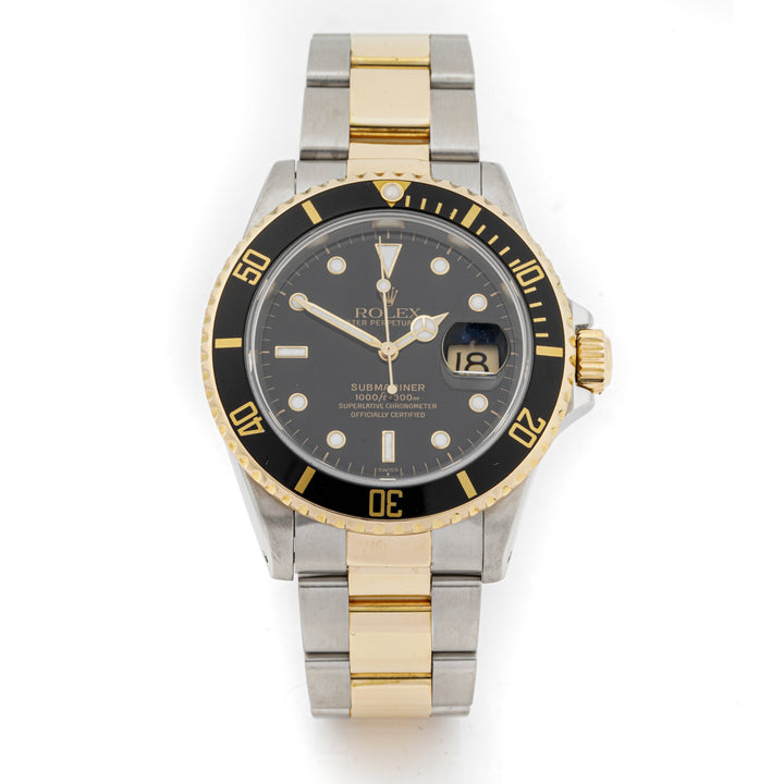 Rolex Submariner Stainless Steel and Yellow Gold Black Dial on Oyster band 16613