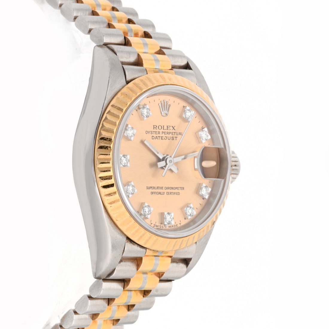 Rolex Datejust Lady President Tridor Champagne Diamond Dial on President 69179 Papers