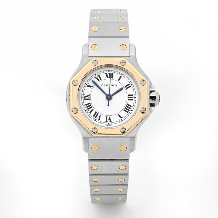 Cartier Santos Octagon Stainless Steel And Yellow Gold White Roman Dial on Bracelet 9070