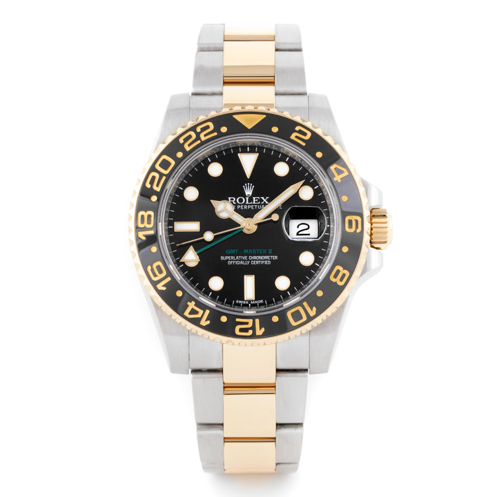 Rolex GMT-Master II Stainless Steel and Yellow Gold Black Dial on Oyster 116713LN