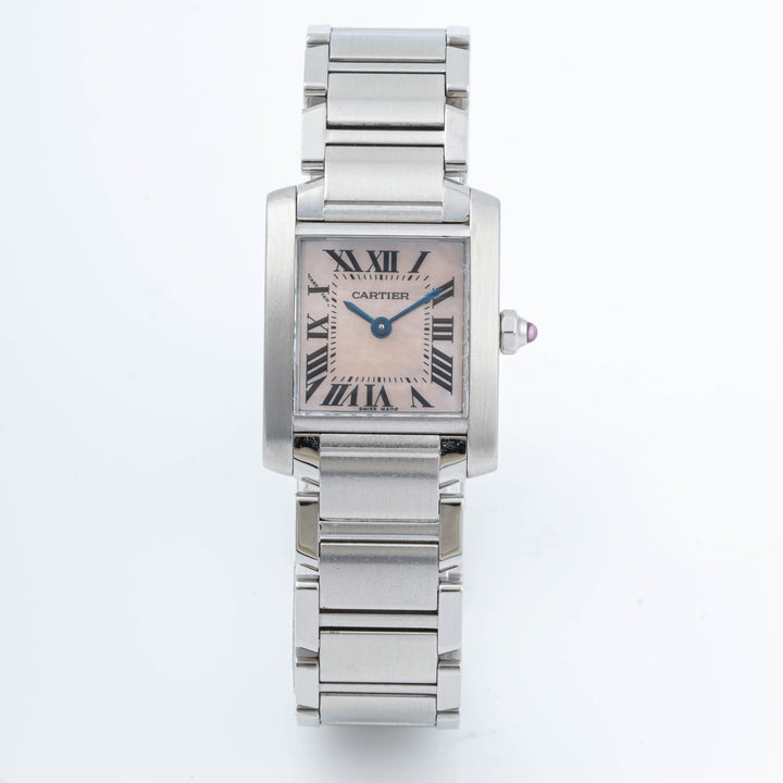 Cartier Tank Francaise Stainless Steel Mother of Pearl Dial on Bracelet W51002Q3 Papers 2011
