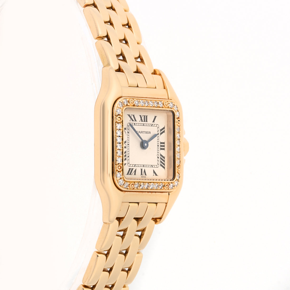 Cartier Panthere Small Yellow Gold Factory Diamond Bezel Ivory Roman Dial on Bracelet 128000m