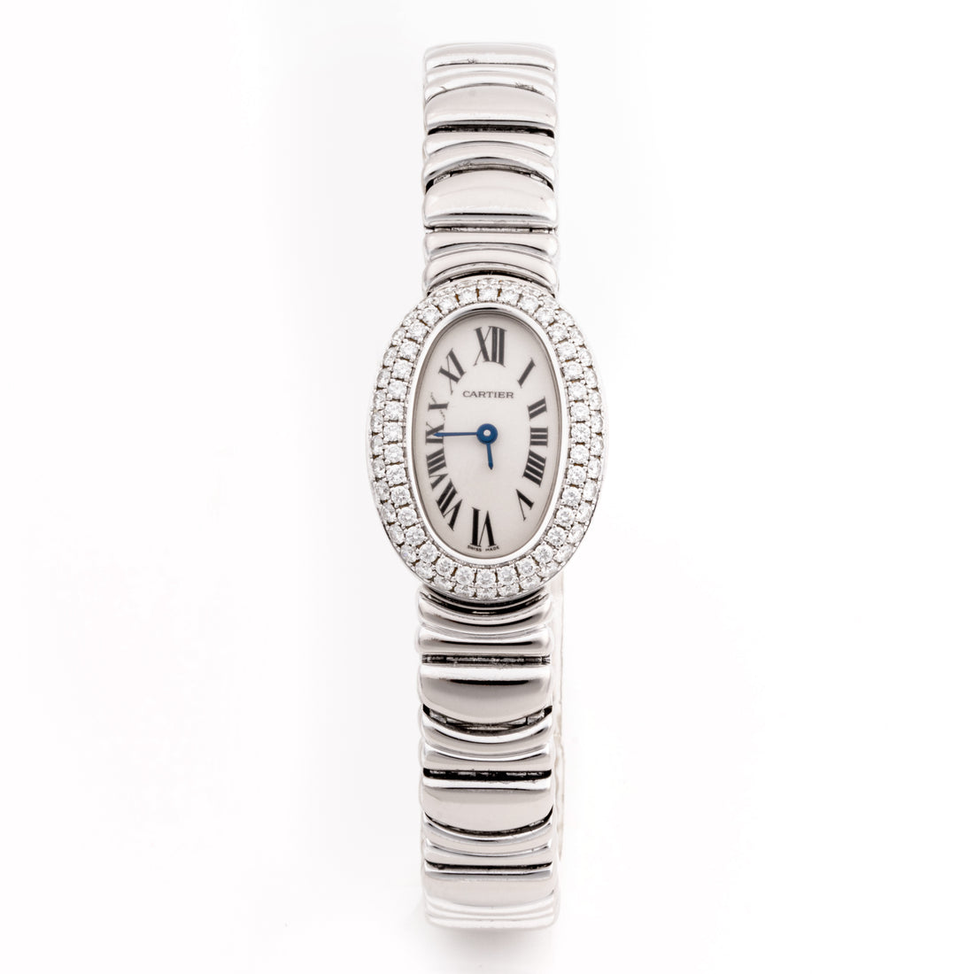 Cartier Baignoire White Gold Mini Silver Roman Dial on White gold Bracelet WB5095L2