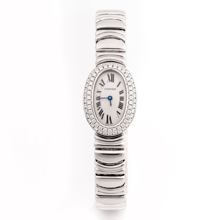 Cartier Baignoire White Gold Mini Silver Roman Dial on White gold Bracelet WB5095L2