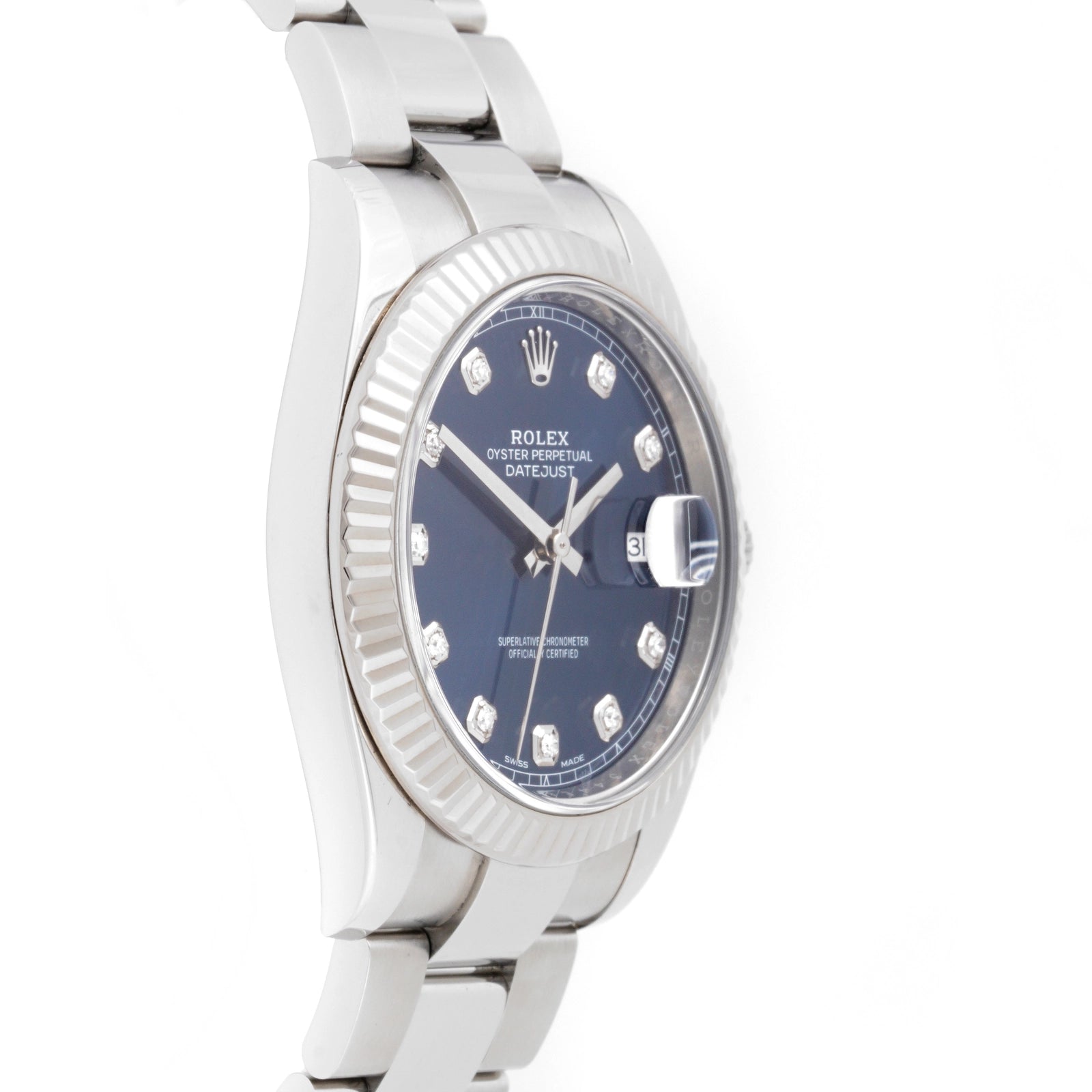 Rolex Datejust 41mm Stainless Steel Blue Diamond Dial on Oyster 126334 Card 2018