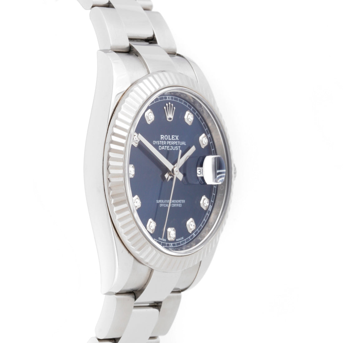 Rolex Datejust 41mm Stainless Steel Blue Diamond Dial on Oyster 126334 Card 2018