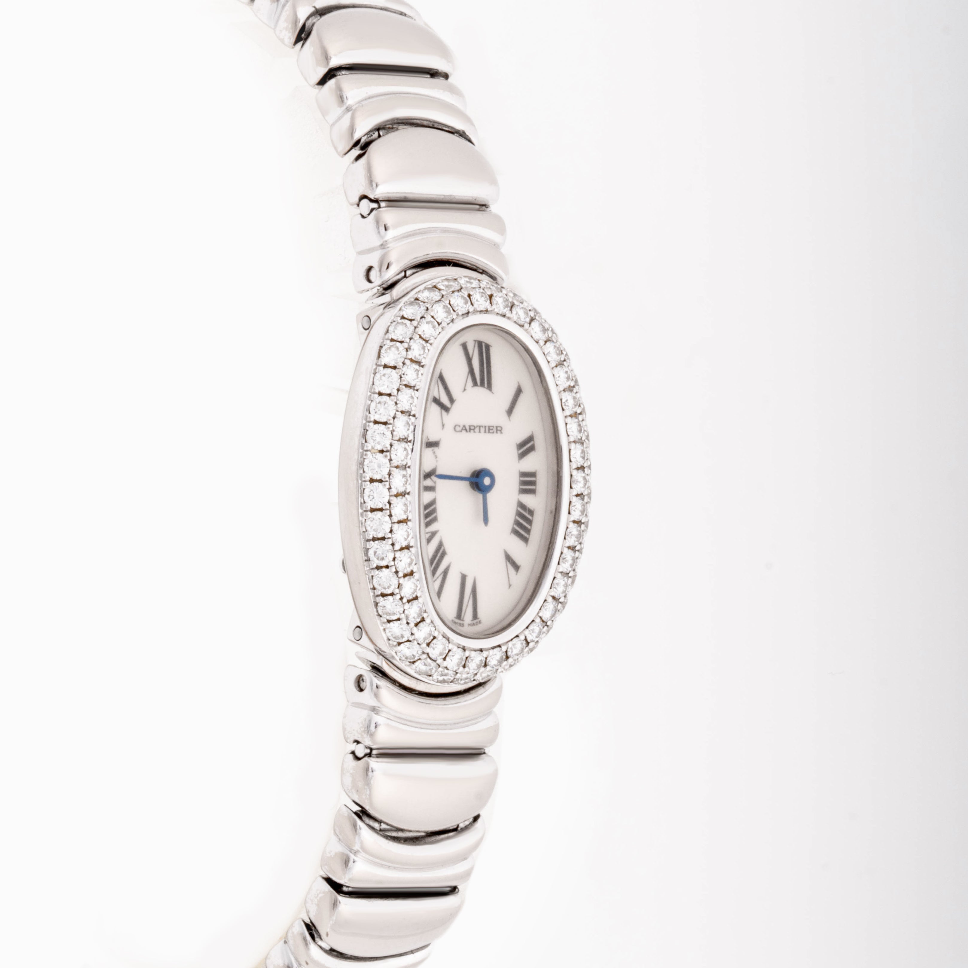 Cartier Baignoire White Gold Mini Silver Roman Dial on White gold Bracelet WB5095L2