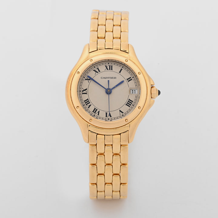 Cartier Cougar Yellow Gold Ivory Roman Dial on Bracelet W25012B9