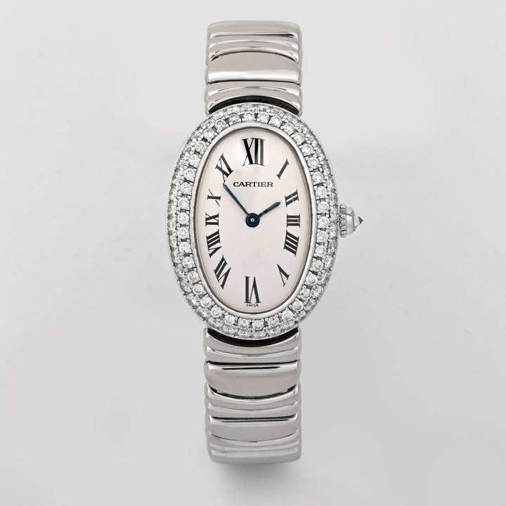 Cartier Baignoire White Gold White Roman Dial on White Gold w15133l2