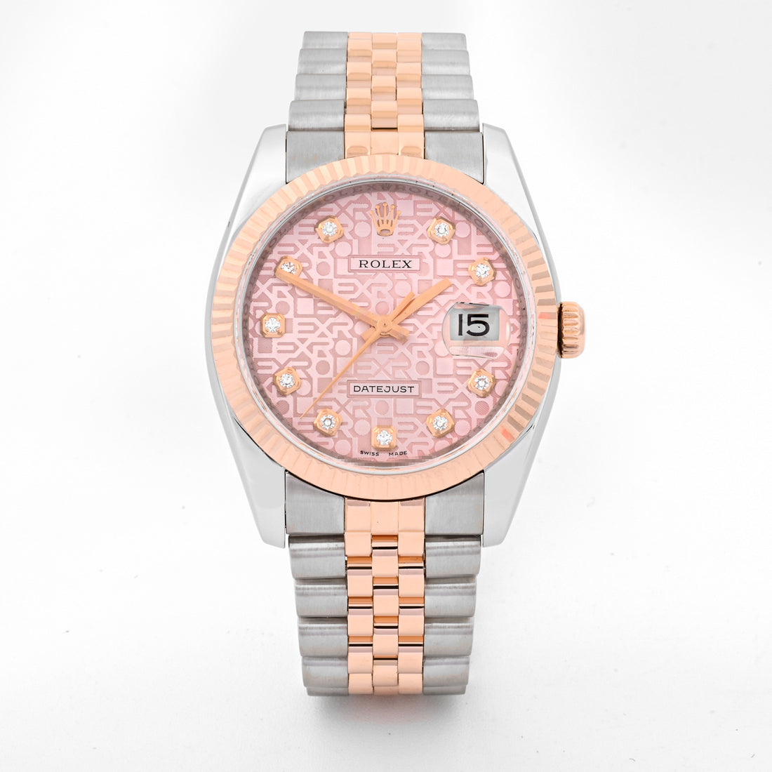 Rolex Datejust 36 Stainless Steel and Rose Gold Pink Computer Diamond Dial on Jubilee 116231