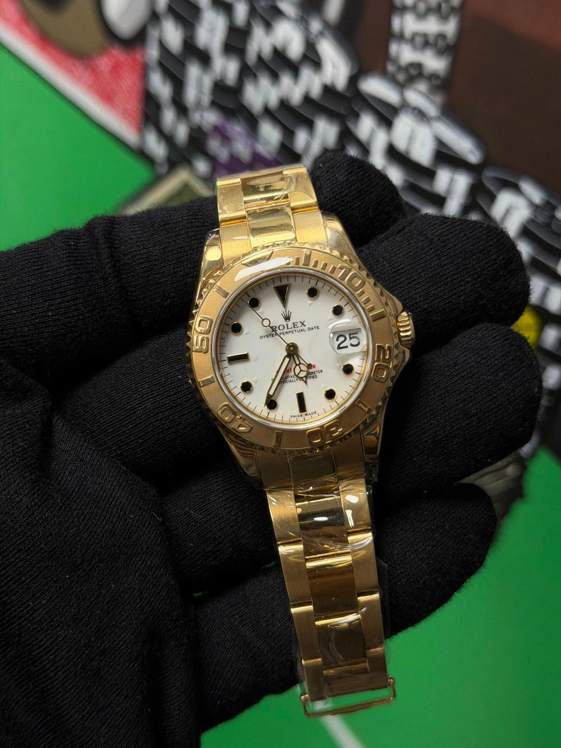 rolex Yacht Master white Dial on Oyster band 168628