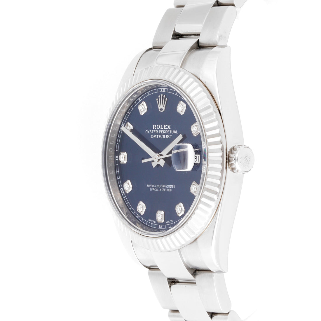 Rolex Datejust 41mm Stainless Steel Blue Diamond Dial on Oyster 126334 Card 2018