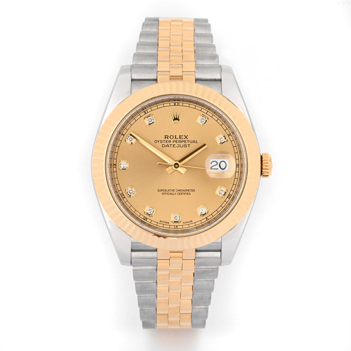 Rolex Datejust 41mm Stainless Steel and Yellow Gold Champagne Diamond Dial on Jubilee 126333 Card 2017