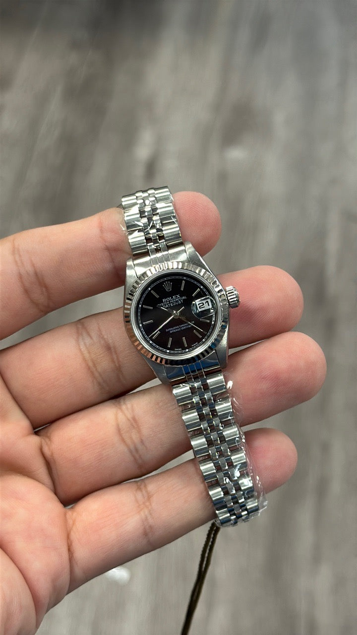 Rolex Datejust Lady Black Stick Dial on Jubilee band 69174