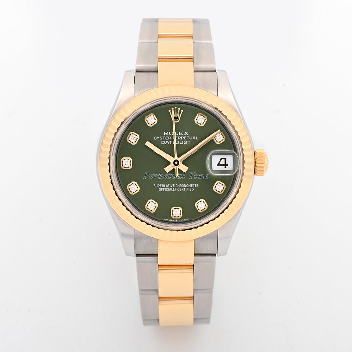 Rolex Datejust 31 Olive Green Diamond Dial on Oyster band 278273 Card 2025