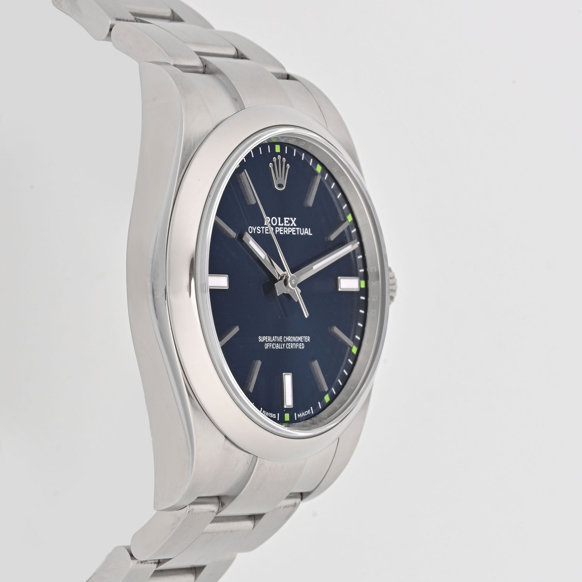 Rolex Oyster Perpetual 39 Blue Index Dial on Oyster band 114300 Card 2018