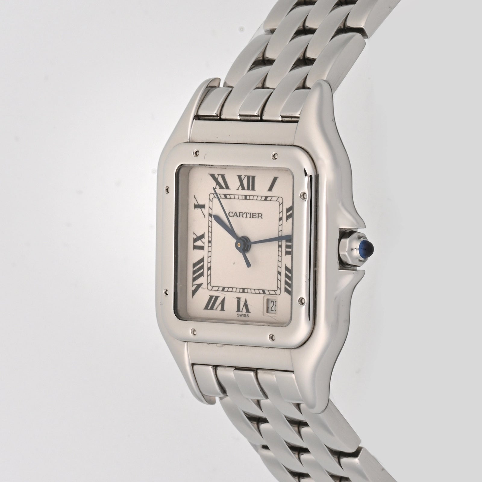 Cartier Panthere Stainless Steel Mid Size White Roman Dial on Steel W25054P5