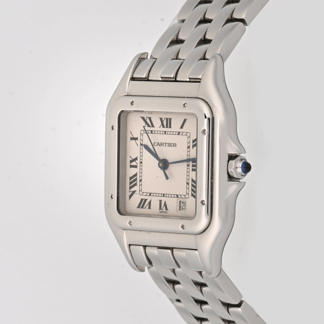 Cartier Panthere Stainless Steel Mid Size White Roman Dial on Steel W25054P5