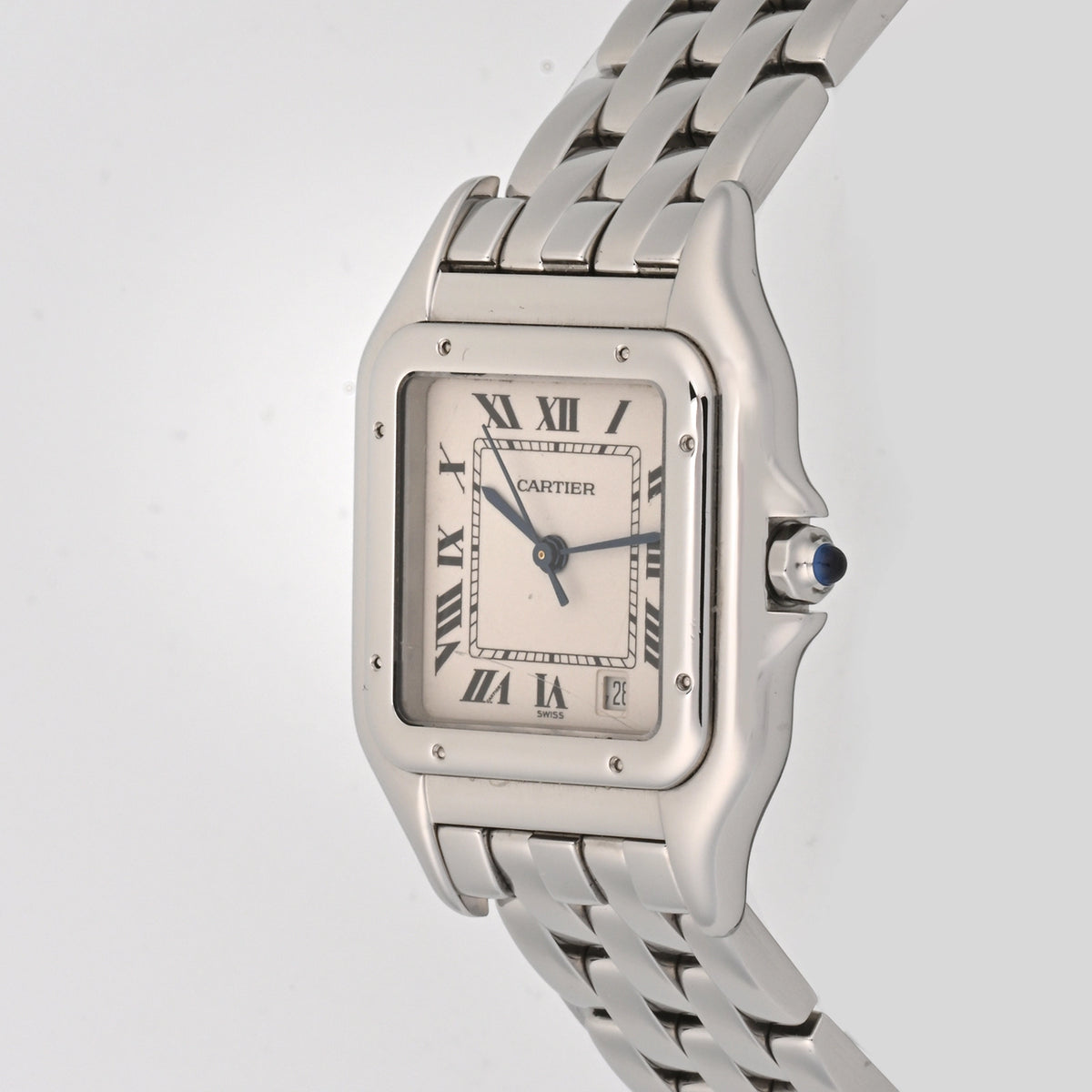 Cartier Panthere Stainless Steel Mid Size White Roman Dial on Steel W25054P5