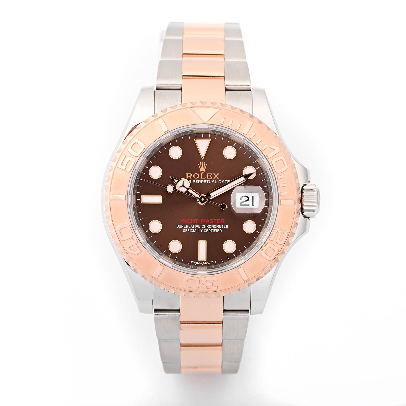 Rolex Yacht-Master Stainless Steel And Rose Gold Chocolate Dial on Oyster 126621 Card 2022