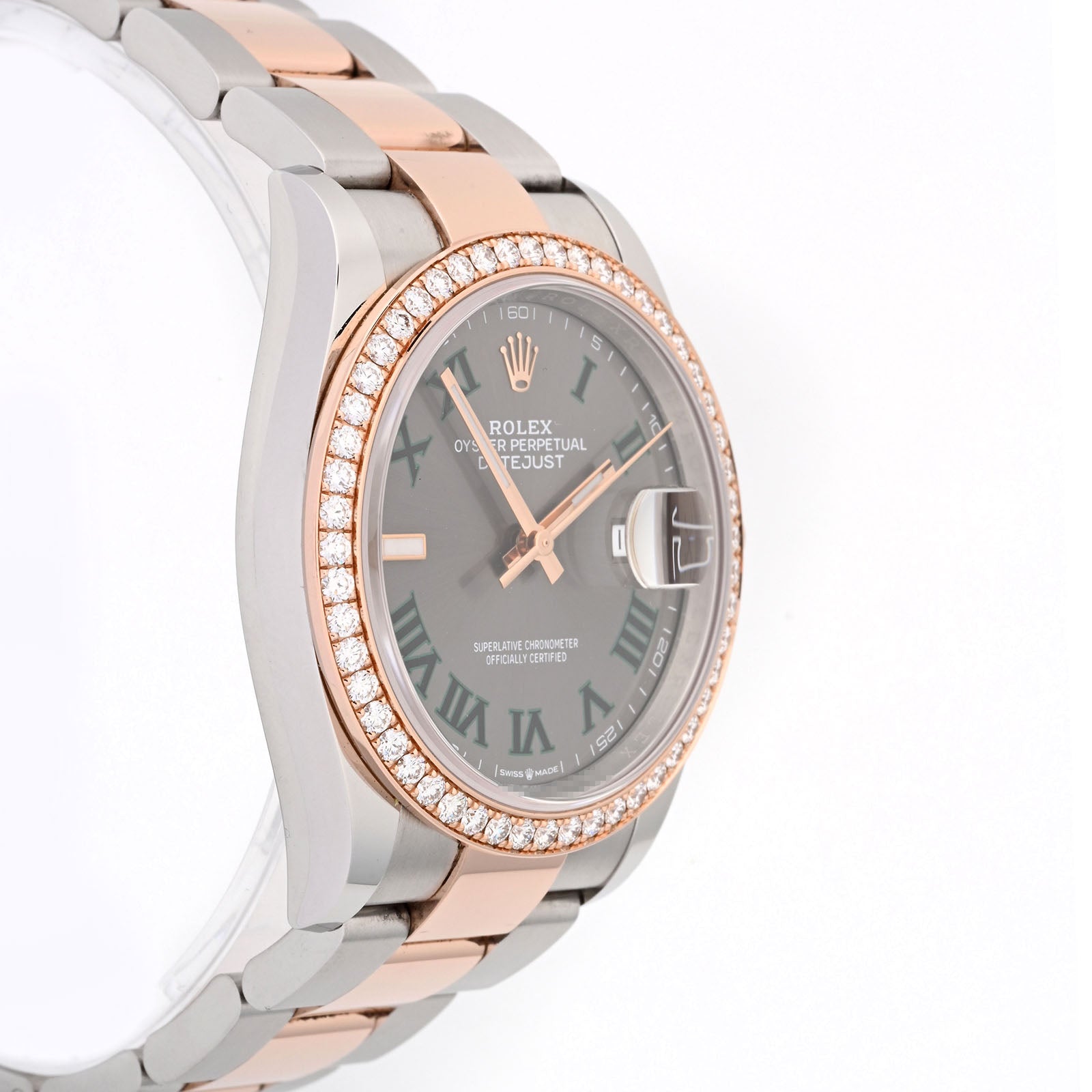 Rolex Datejust 36mm Wimbledon Dial Factory Diamond Bezel on Oyster 126281RBR Card 2021