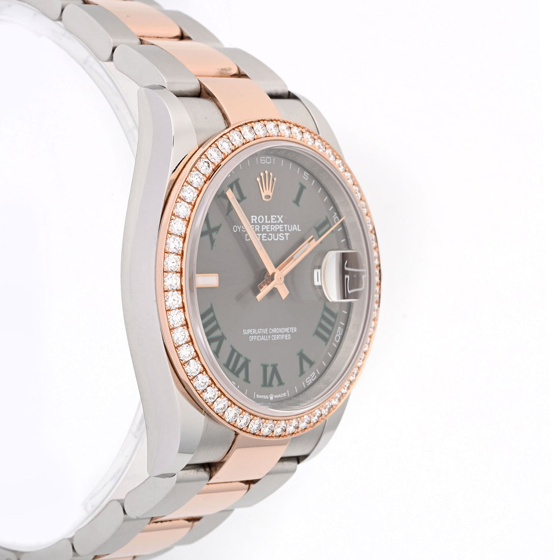 Rolex Datejust 36mm Wimbledon Dial Factory Diamond Bezel on Oyster 126281RBR Card 2021