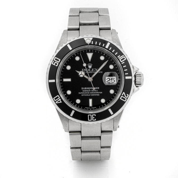 Rolex Submariner 40mm Stainless Steel Non Ceramic Black Dial on Oyster 16610 Papers