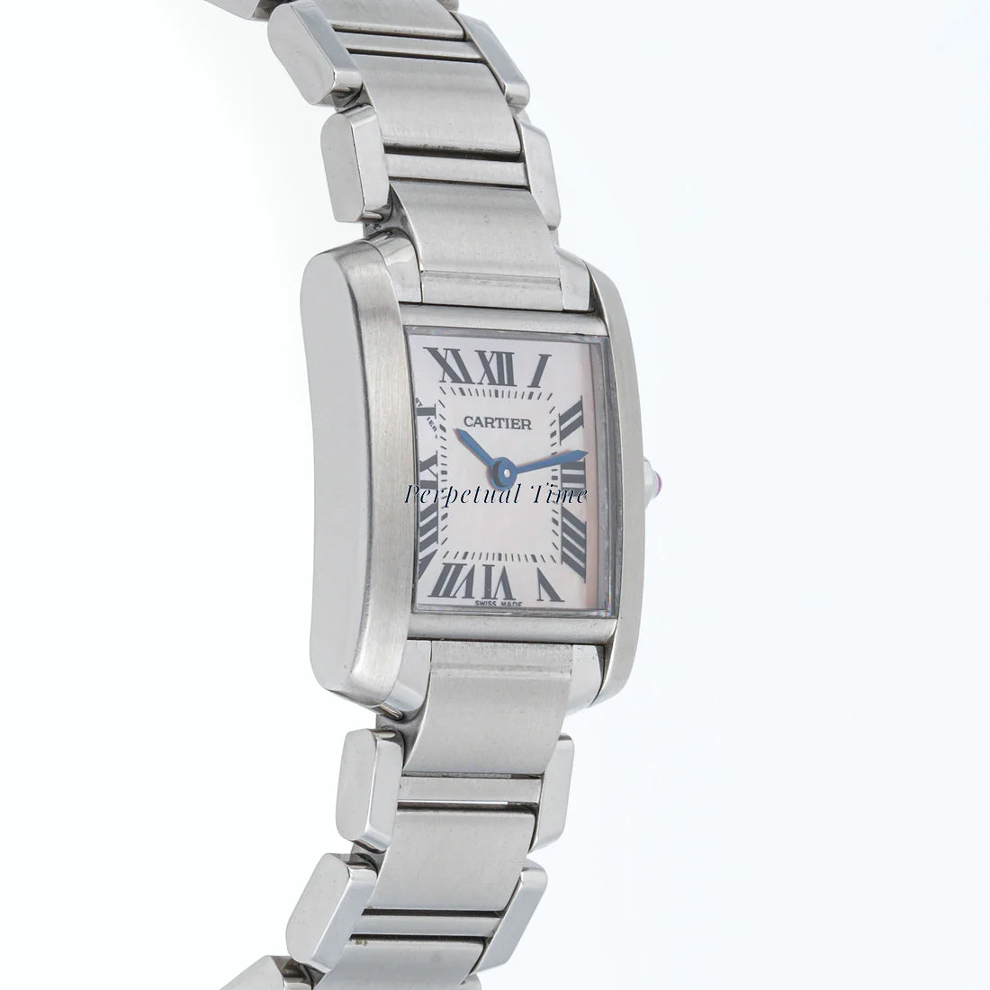 Cartier Tank Francaise Pink Mother Of Peral With Roman Dial on Bracelet band W51027Q3 Papers Open Date
