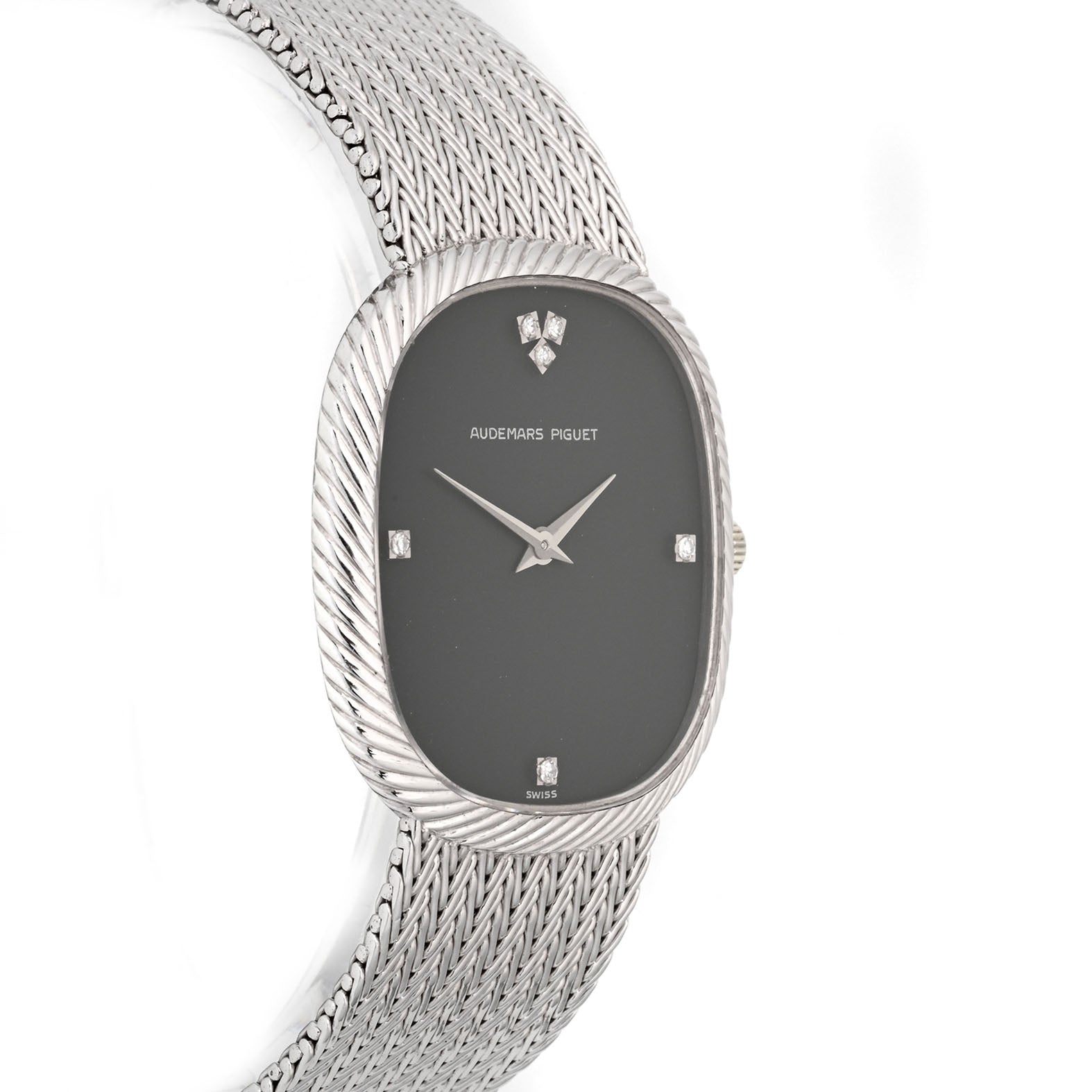 Audemars Piguet Cobra Vintage Ladies White Gold Black Diamond Dial on Bracelet