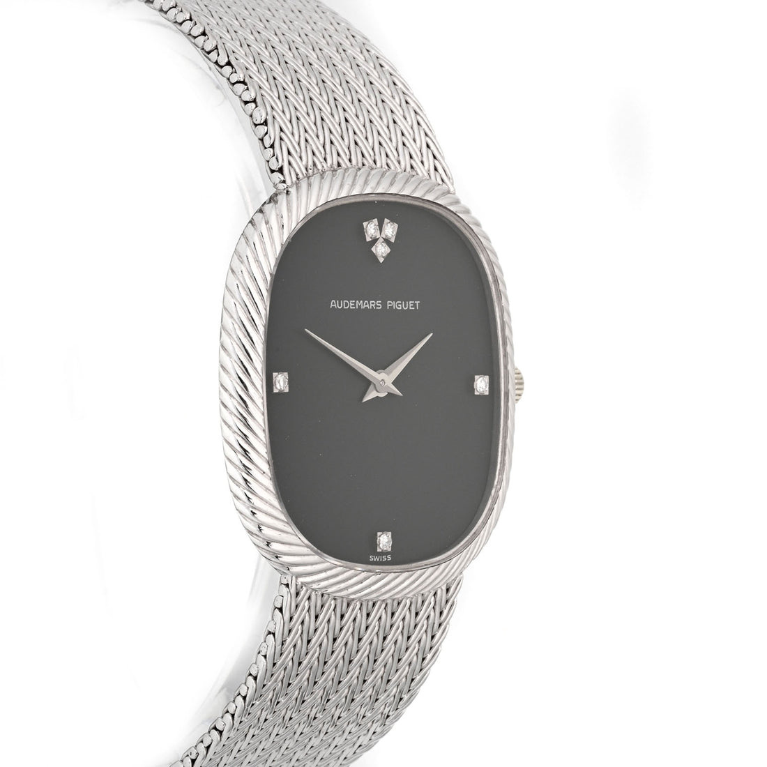 Audemars Piguet Cobra Vintage Ladies White Gold Black Diamond Dial on Bracelet