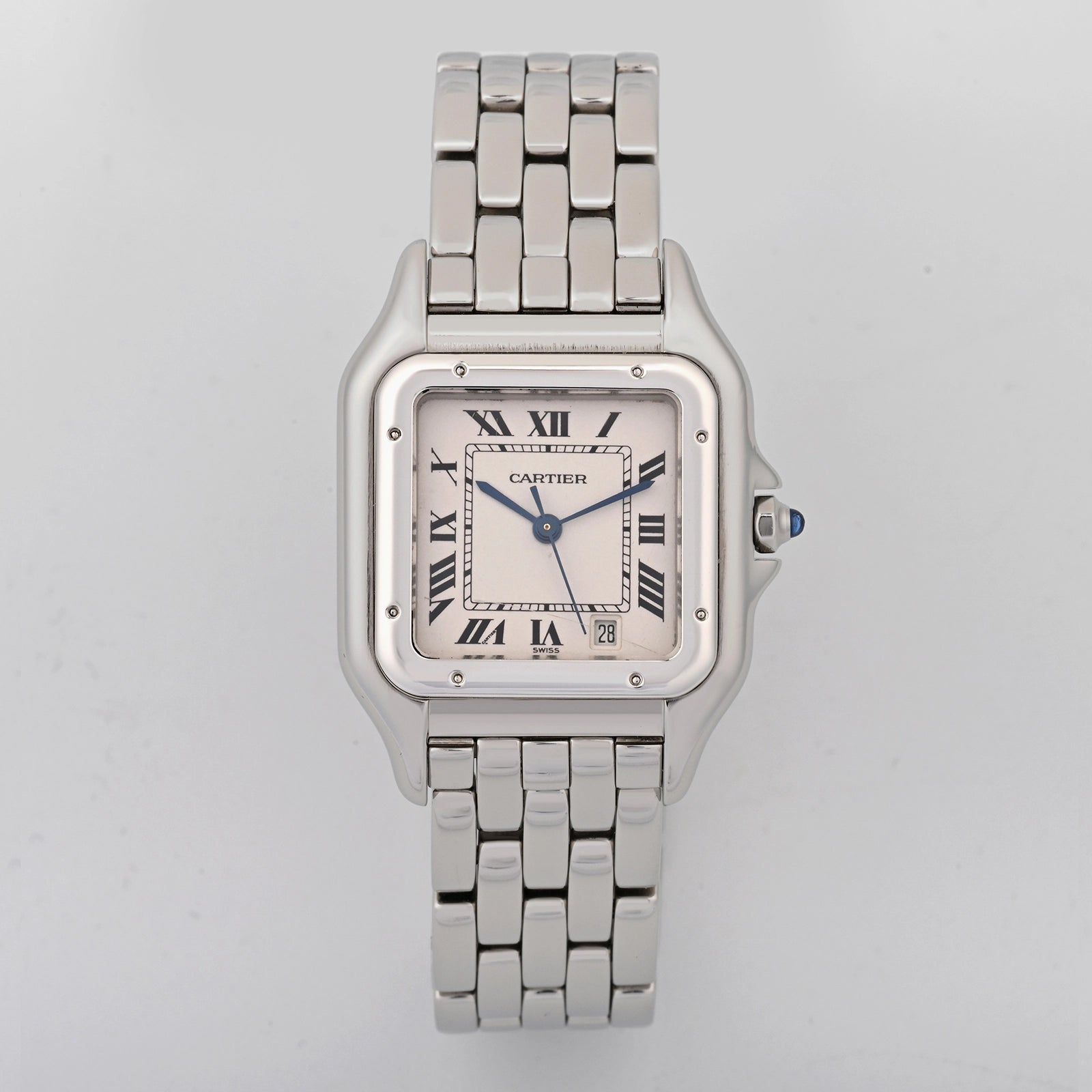 Cartier Panthere Stainless Steel Mid Size White Roman Dial on Steel W25054P5