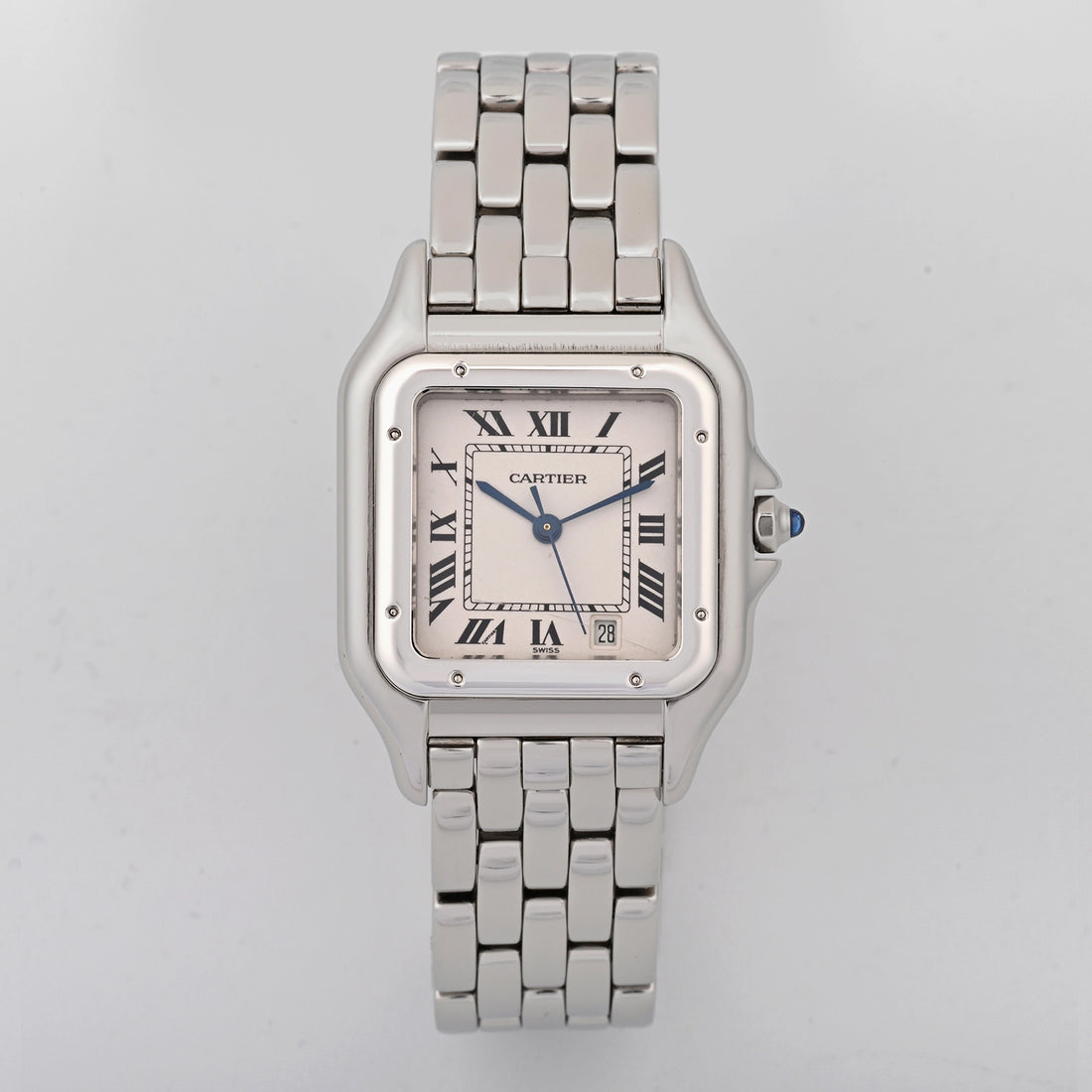 Cartier Panthere Stainless Steel Mid Size White Roman Dial on Steel W25054P5