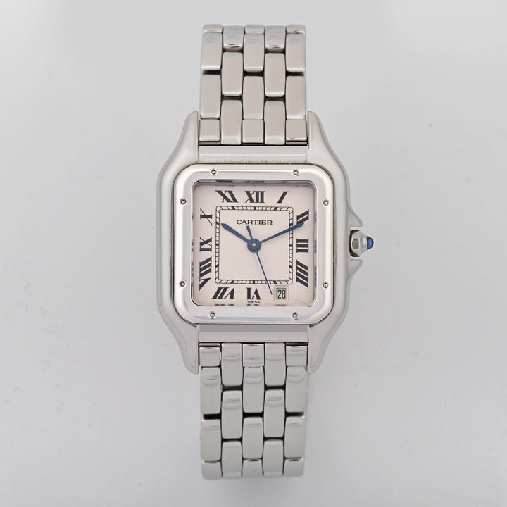 Cartier Panthere Stainless Steel Mid Size White Roman Dial on Steel W25054P5