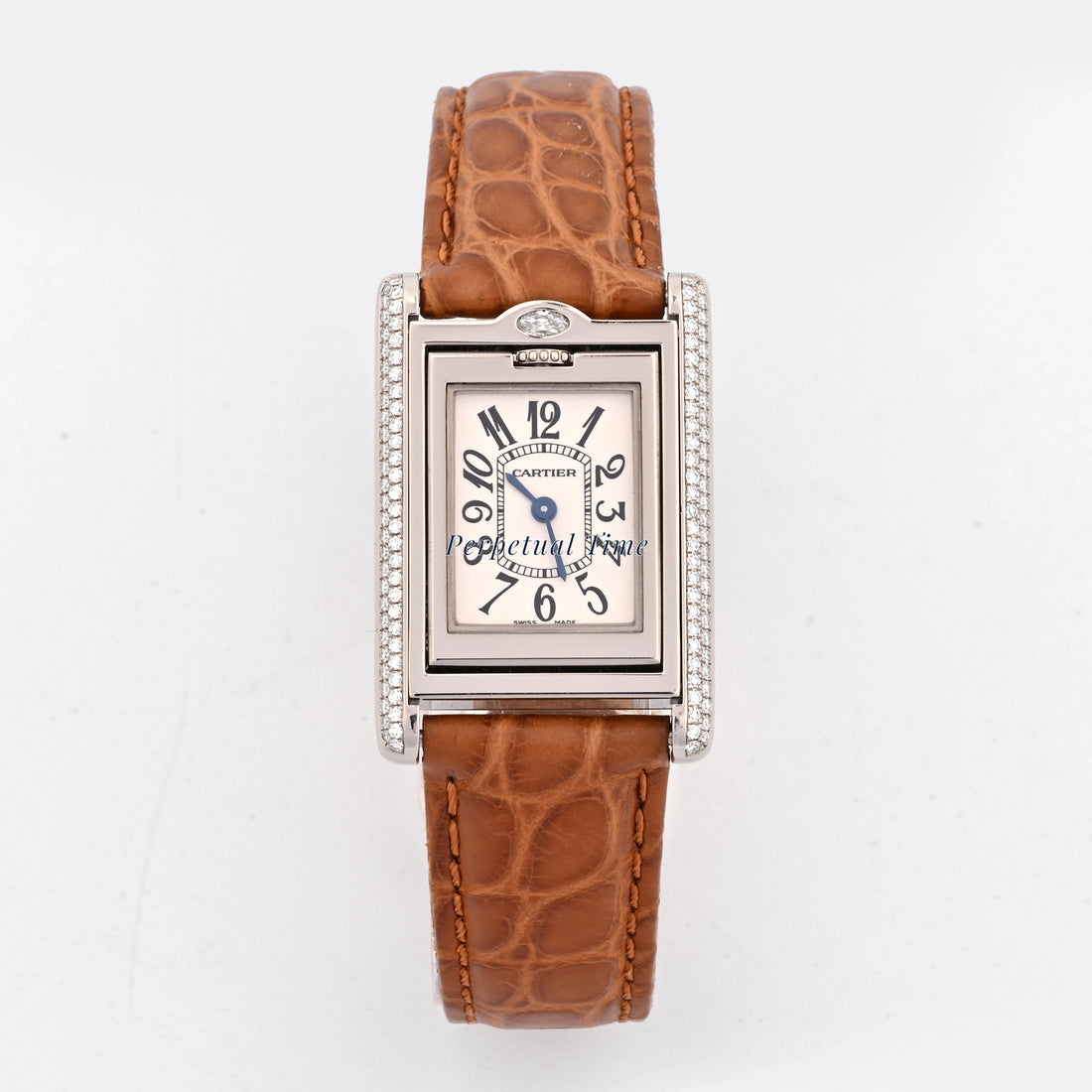 Cartier Tank Basculante White Arabic Dial on Brown Leather wa202751