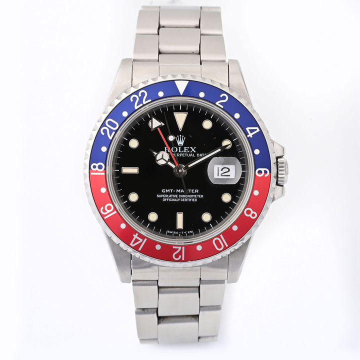Rolex GMT-Master Stainless Steel Pepsi Black Dial on Oyster 16700 1996