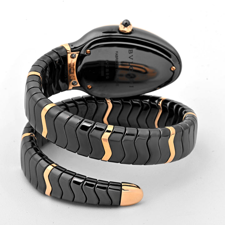 Bvlgari Serpenti Black Ceramic and Rose Gold Black Stick Dial spc35bg