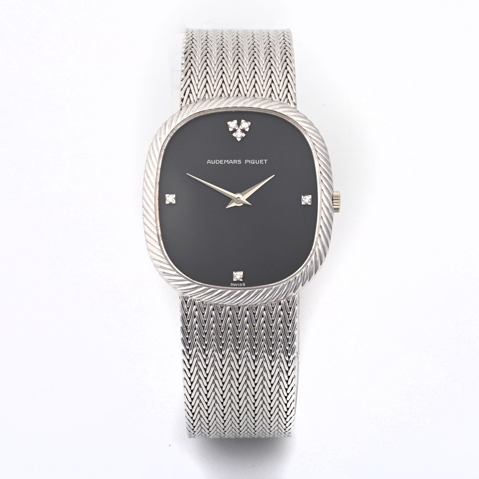 Audemars Piguet Cobra Vintage Ladies White Gold Black Diamond Dial on Bracelet