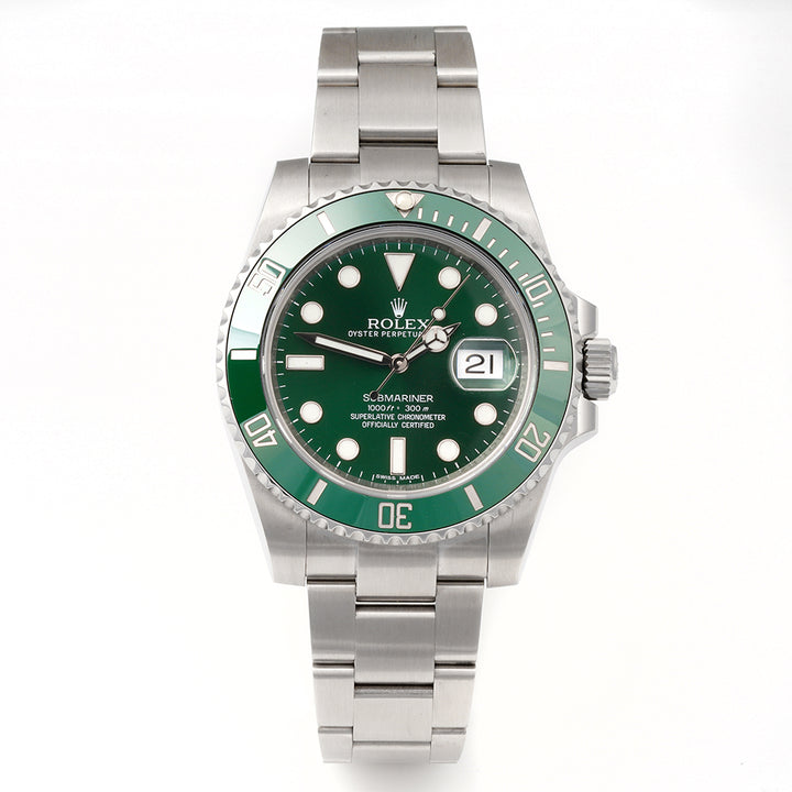 Rolex Submariner Hulk Green Dial on Oyster 116610LV Card 2014