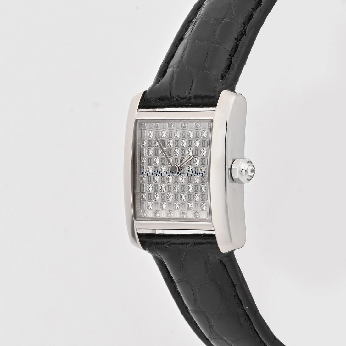 Cartier Tank Francaise Diamond Dial on Black Leather w Deployment Buckle WE102631