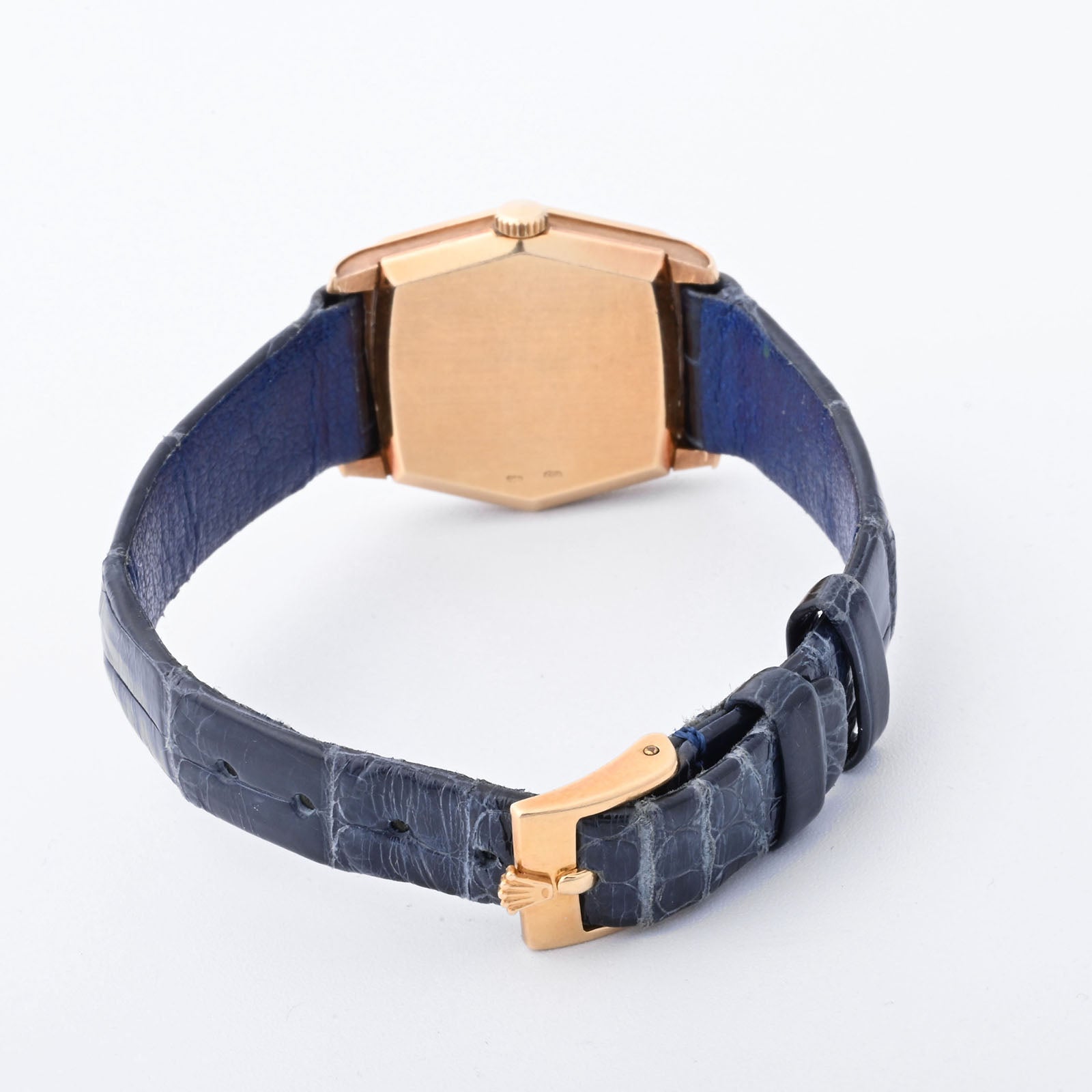 Rolex Cellini 25mm Yellow Gold White Roman Dial on Blue Leather 4160