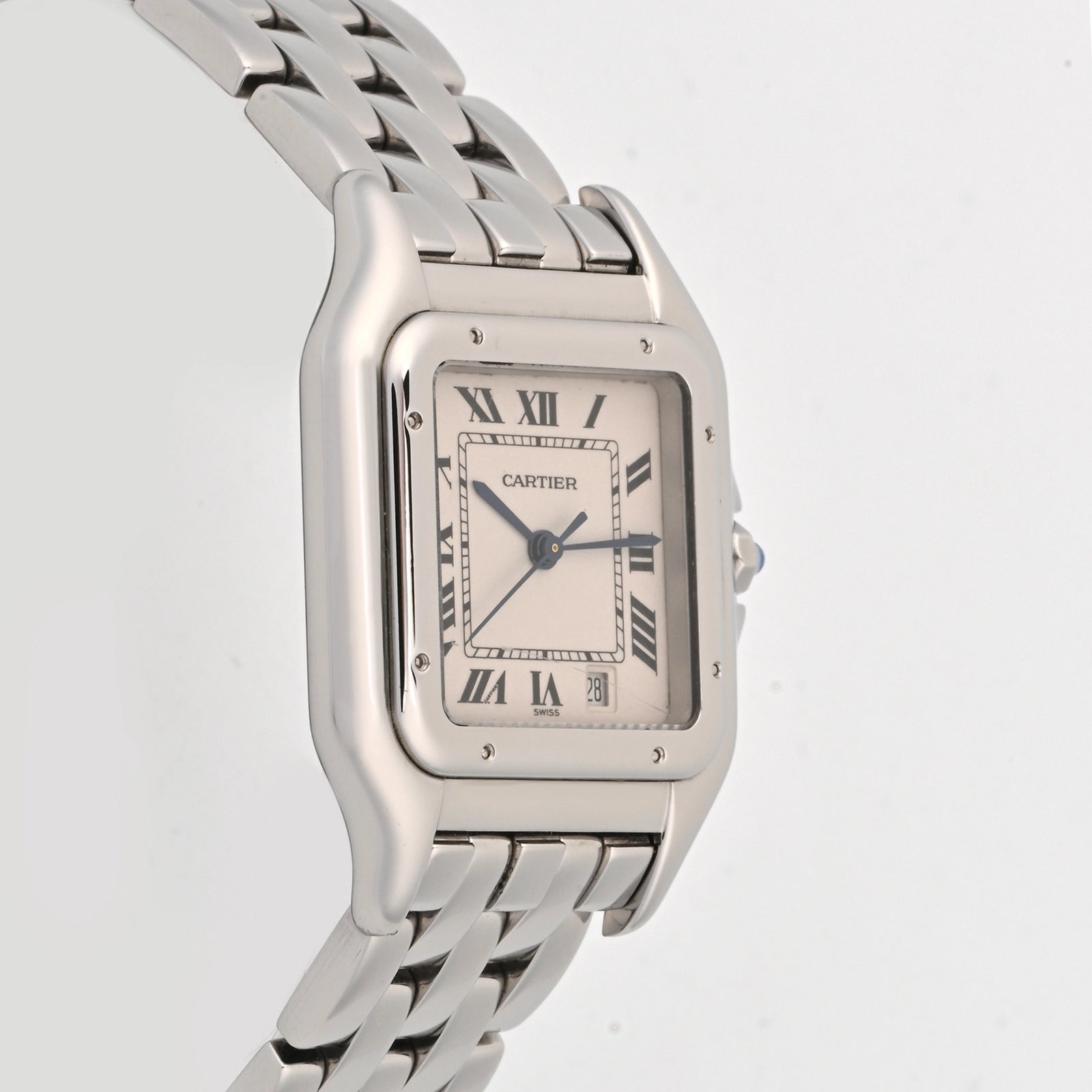 Cartier Panthere Stainless Steel Mid Size White Roman Dial on Steel W25054P5