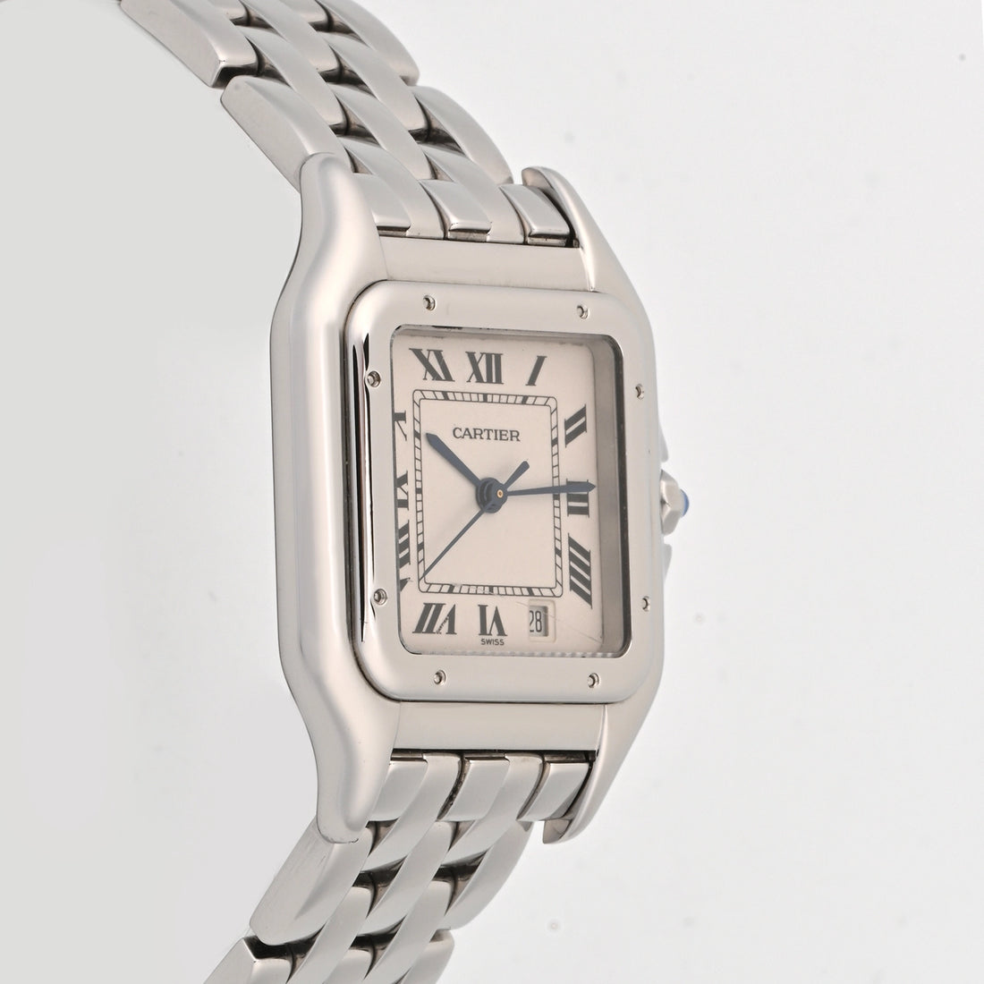 Cartier Panthere Stainless Steel Mid Size White Roman Dial on Steel W25054P5