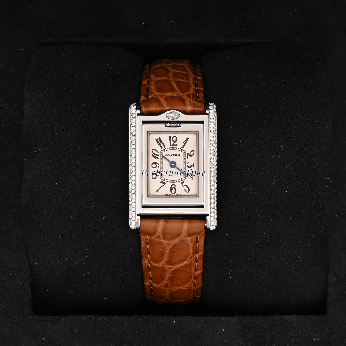 Cartier Tank Basculante White Arabic Dial on Brown Leather wa202751