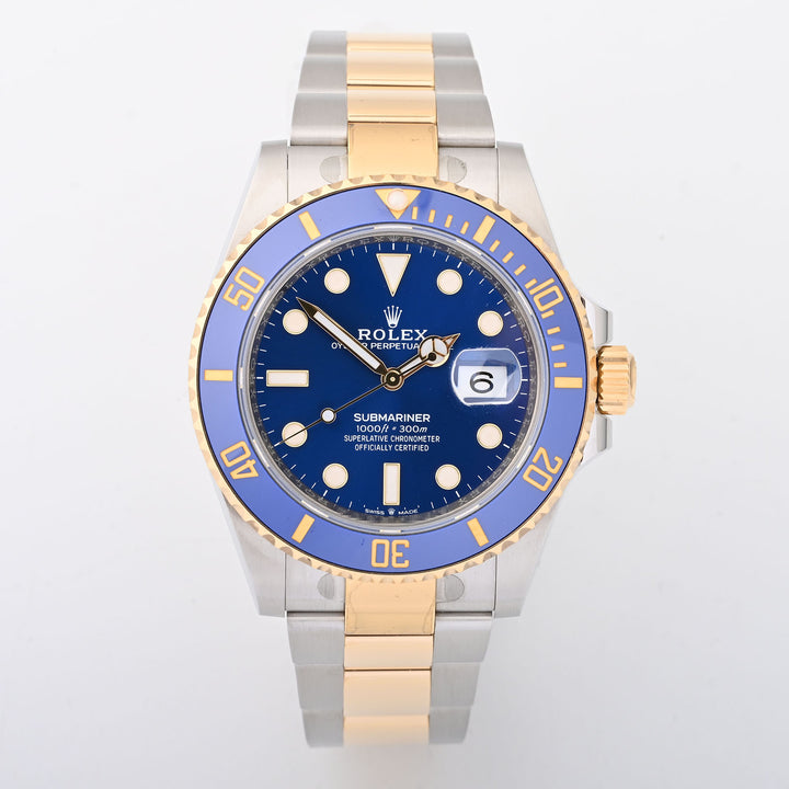 Rolex Submariner 41mm Stainless Steel and Yellow Gold Ceramic Blue Dial on Oyster 126613LB Card 2021