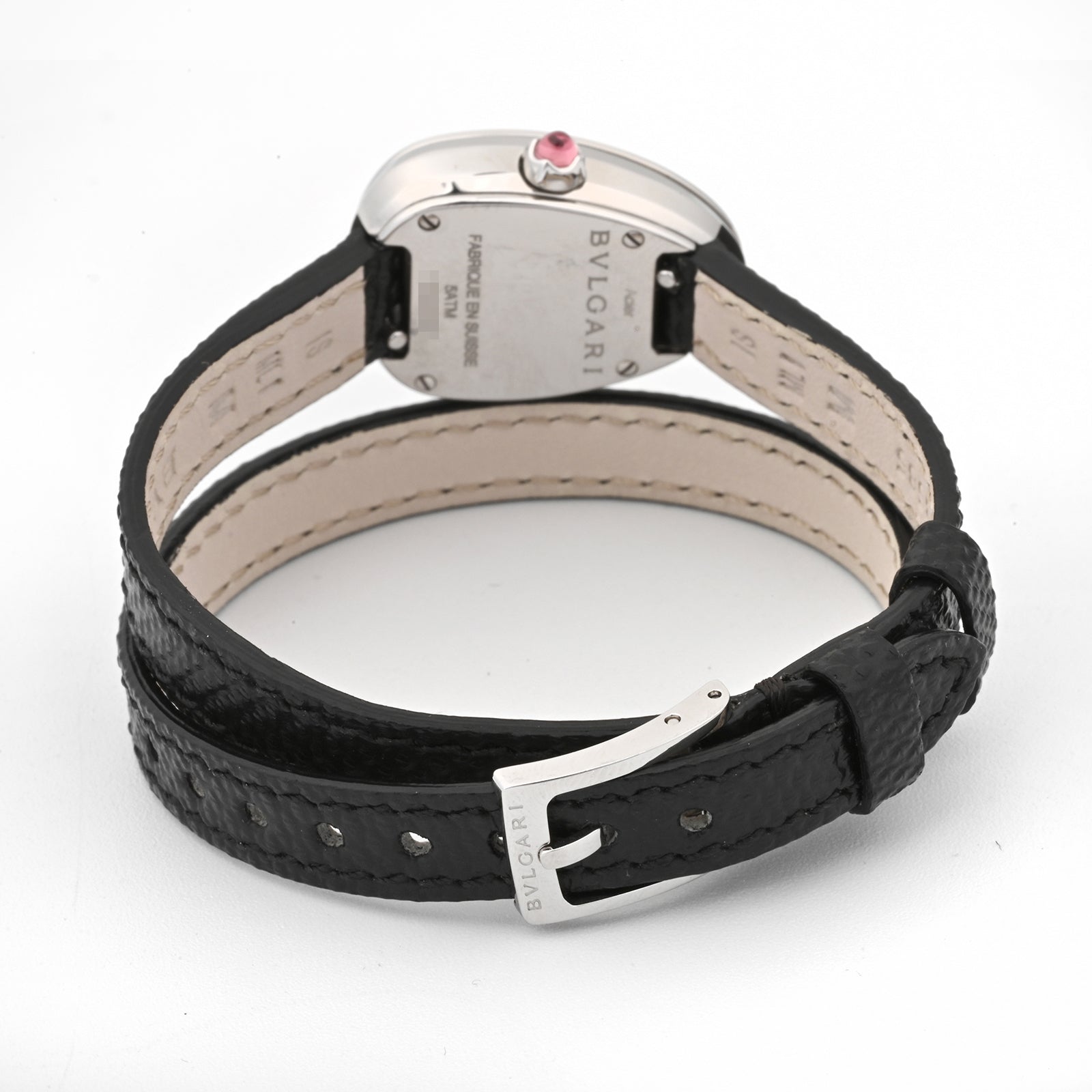 Bvlgari Serpenti Stainless Steel Black Dial on Leather Band 102782