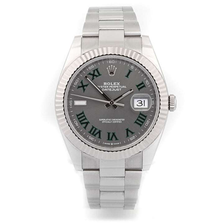 Rolex Datejust 41 Stainless Steel Wimbledon Dial on Oyster 126334 Card 2019
