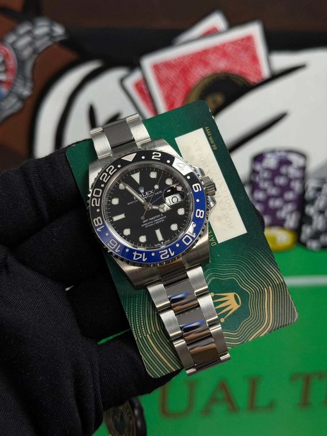 Rolex GMT-Master II Batman Black Dial on Oyster band 126710BLNR Card